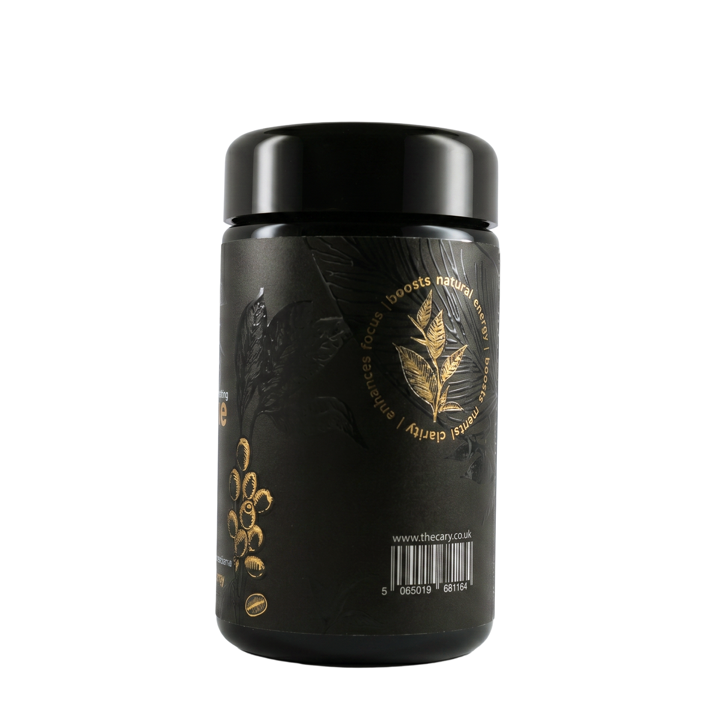 thecary L-theanine 100mg with caffeine 50mg 60 capsules, back of bottle with directions