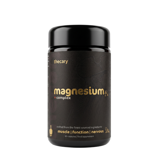 thecary Magnesium Complex 60 capsules, front of bottle, bisglycinate citrate malate UK