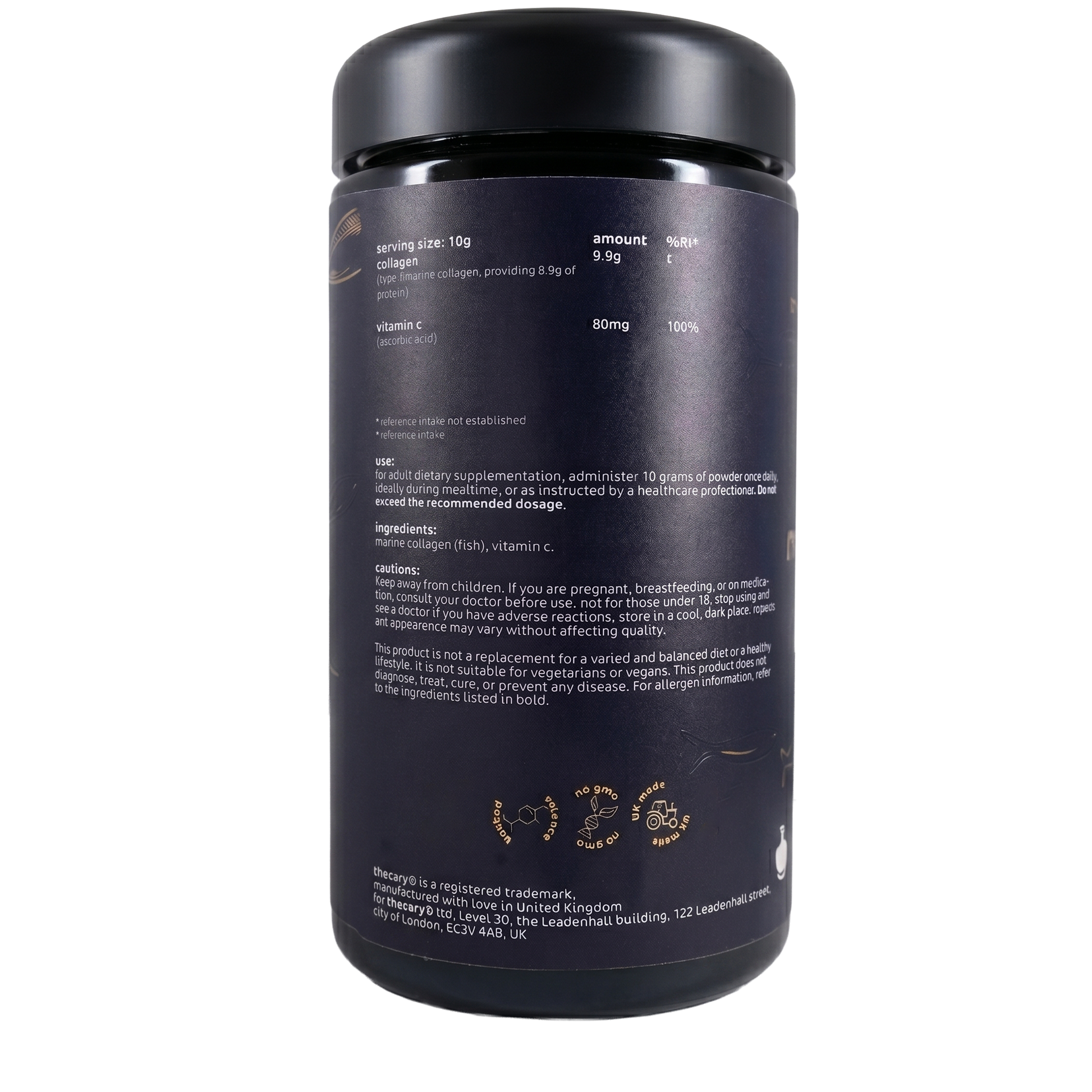 thecary Marine Collagen and Vitamin C 300g, showing pouch detail