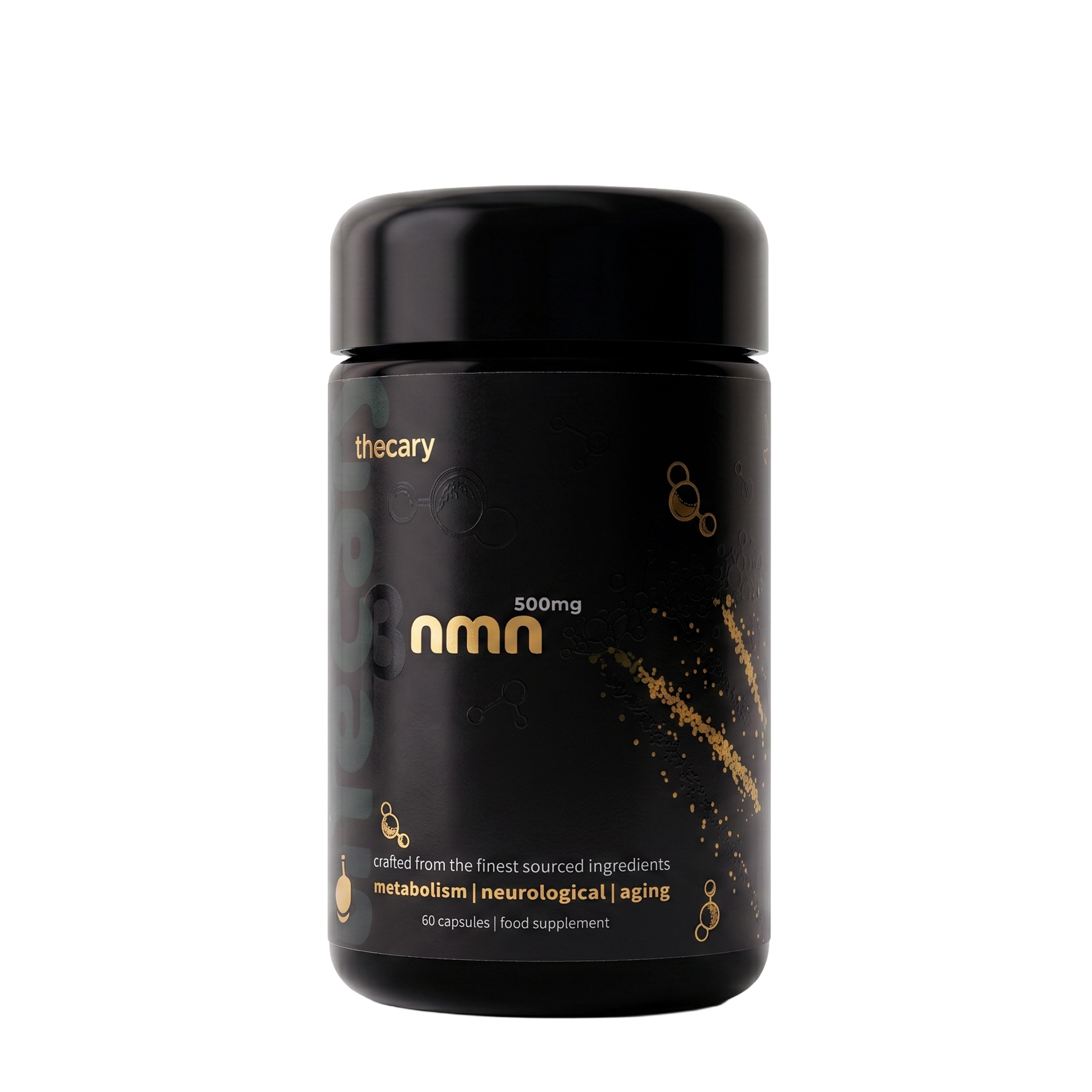 thecary beta-NMN 500mg 60 vegan capsules, front of bottle, nicotinamide mononucleotide NAD+ precursor UK