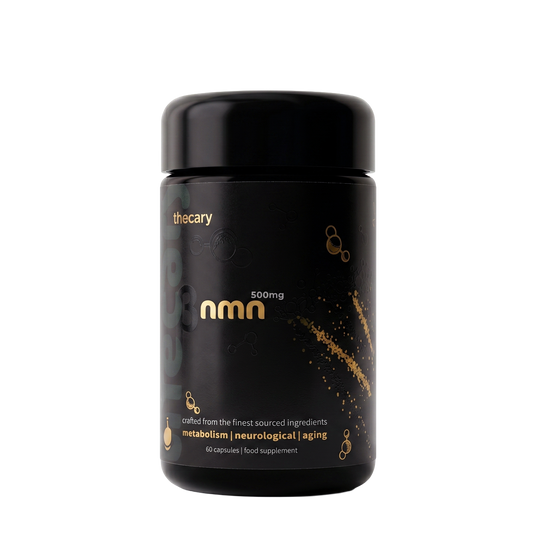 thecary beta-NMN 500mg 60 vegan capsules, front of bottle, nicotinamide mononucleotide NAD+ precursor UK